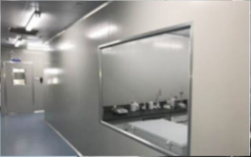 Laboratory corridor with observation window